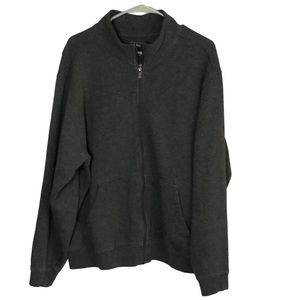 LL BEAN gray zip up sweater jacket with split pockets size LARGE